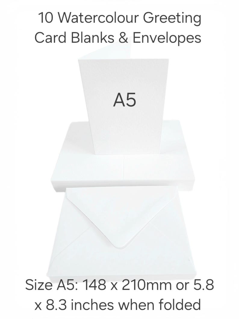 A5 Watercolour Greeting Card Blanks & Envelopes Choose 10 Pack Or 20 Pack 10 x White CL052