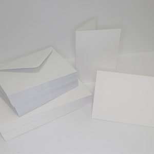 50 x A7 Watercolour Blank Greeting Cards High White with 50 x White C7 Envelopes CL014