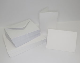 50 x A7 Watercolour Blank Greeting Cards High White with 50 x White C7 Envelopes CL014