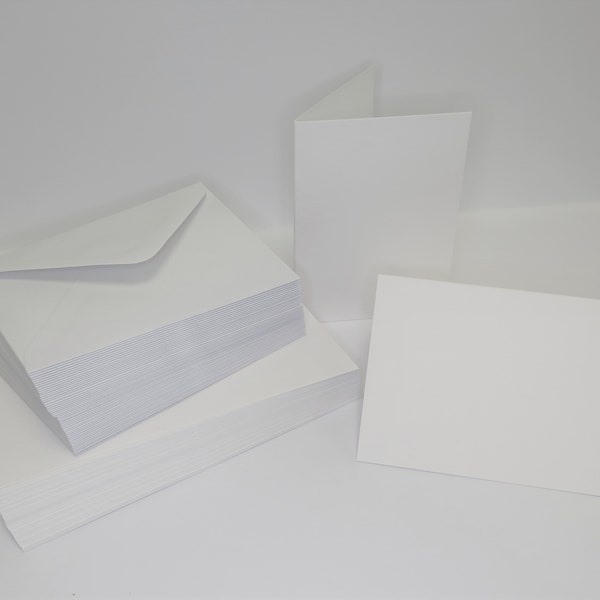 50 x A7 Aquarell Grußkarten Hochweiß mit 50 x weißen C7 Umschlägen CL014