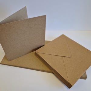 25 X 6"x6" Kraft Blank Greeting Cards Choose with or without Envelopes CL065 & JLH271