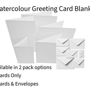 6" x 6" Watercolour Blank Greeting Cards High White Choose Pack Size & with or without Envelopes