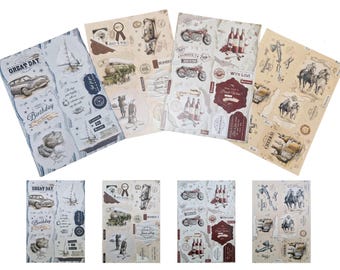 4 x A4 Debbi Moore Nostalgia Die-Cut (Push Out) Toppers Sentiments for Men AM568