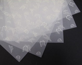 Printed Vellum White Butterflies Print Paper A4 100gsm