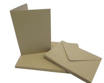 25 x A5 Kraft tomma gratulationskort Välj med eller utan kuvert CL066 och JLH272