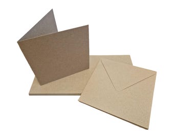 25 X 6"x6" Kraft Blank Greeting Cards Choose with or without Envelopes CL065 & JLH271