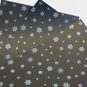 Feuilles A4 Vélin non translucides imprimées, noires, flocons de neige