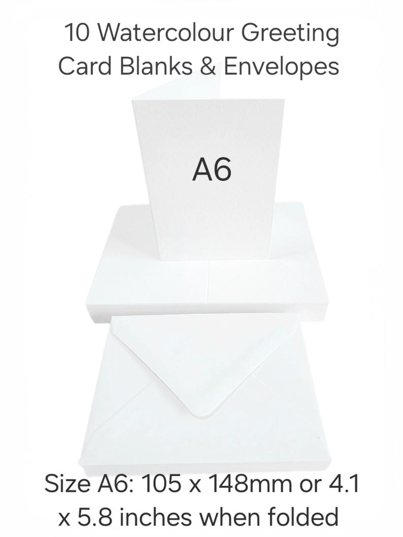 A6 Watercolour Blank Greeting Cards White with White C6 Envelopes Choose 10 Pack Or 20 Pack 10 Pack CL053