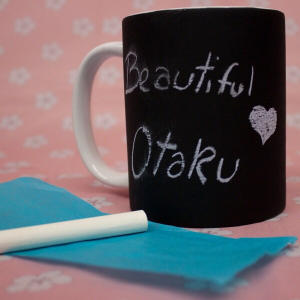Hand Painted Chalk Board 11oz Mug by Beautiful Otaku - Personalise your self with chalk as many times as you like!