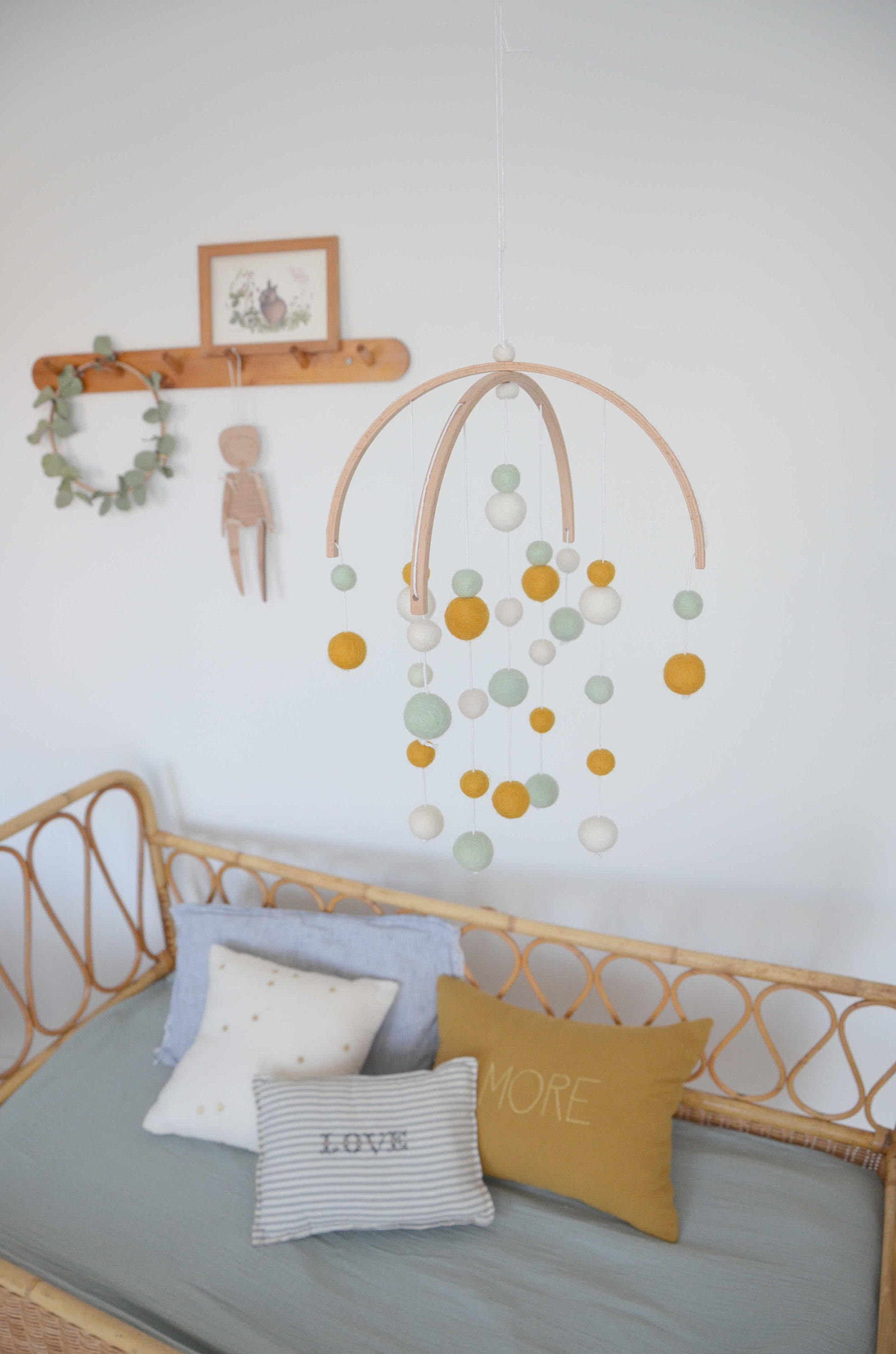 Mobile Décoratif Blanc Menthe Ocre