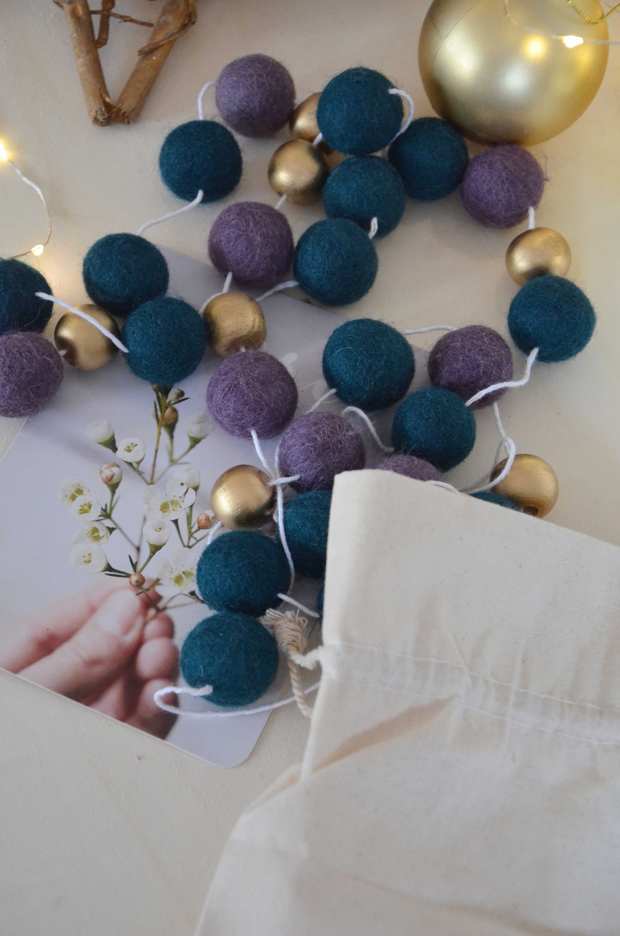 Guirlande de Noël Doré, Vert, Violet