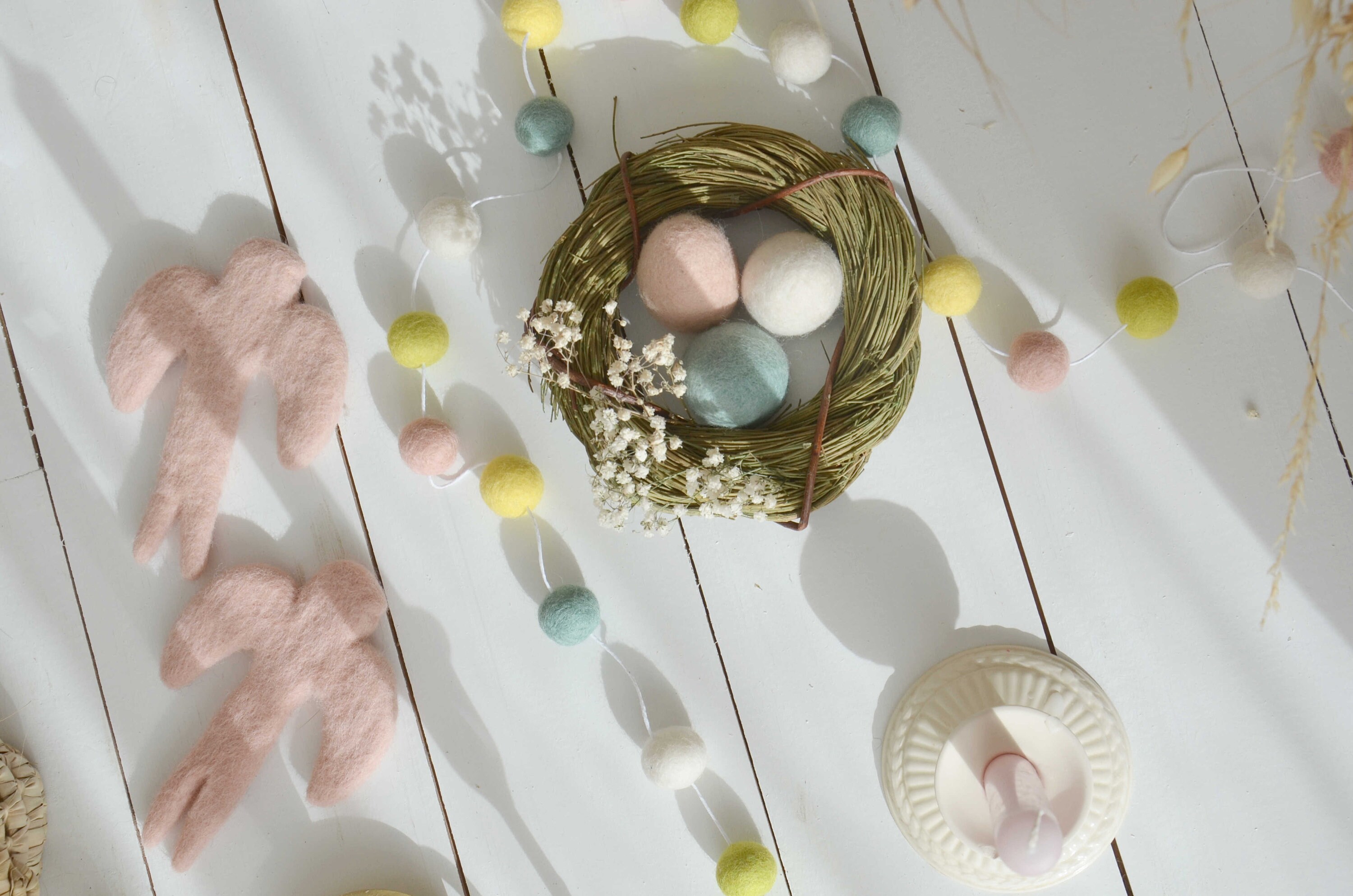Guirlande Pastel en Laine Feutrée