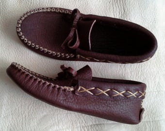 Buffalo Hide Moccasins hand stitched