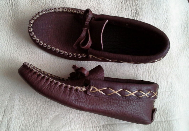 Buffalo Hide Moccasins Hand Stitched Etsy