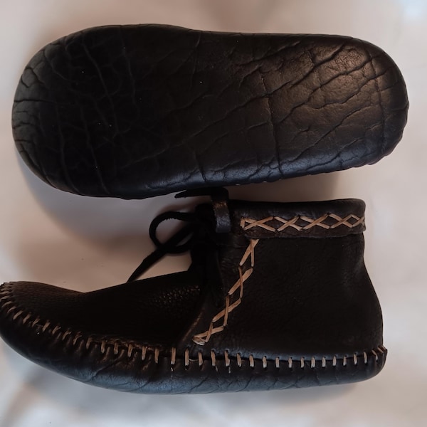Buffalo Hide Moccasins-Hand Stitched. Order any size men's or women's.