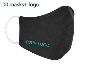 100 masks in a pack + logo print !!! Designer face mask washable and stylish High quality cotton - black