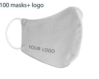 100 masks in a pack + logo print !!! Designer face mask washable and stylish High quality cotton - white