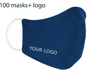 100 masks in a pack + logo print !!! Designer face mask washable and stylish High quality cotton - Royal blue