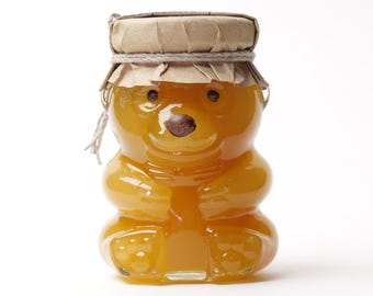 Zertifizierter Bio-Honigbär | Roher litauischer Waldhonig | Glas Bärendose | Frühlingshonig pur | Natürliches Gourmet Geschenk | Gesundes essbares Geschenk