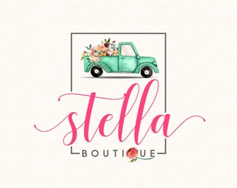 Logo-Design | Vorgefertigt | Aquarell Logo | Boutique-Logo | Blume-Logo | Crafty Boutique Logo | Individuelles Logo-Design