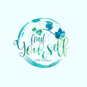 Premade Logo Design, Health Coach, Blue Green Watercolor Logo, Photography Logo, Flower Logo