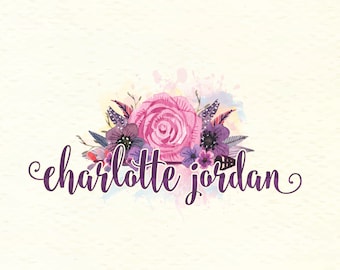 Premade Logo Design-Photography Logo-Logo Design-Watercolor Logo-Party Logo-Floral Logo-Flower Logo-Crafty Boutique-Event Logo-Custom Logo