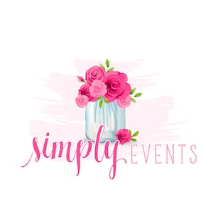 Premade Logo Design-Event Logo-Logo Design-Watercolor Logo-Flower Logo-Watermark-Boutique Logo-Photography Logo-Hand Drawn-Custom Logo
