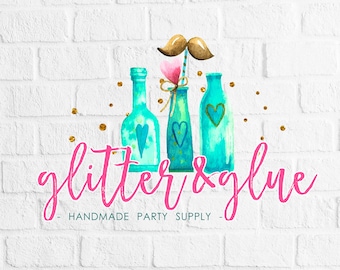 Vorgefertigtes Logo-Design-Partei-Logo-Logo-Design-Aquarell Logo-Event-Logo-Wasserzeichen-Party Versorgung-Fotografie-Logo-Hand-gezeichnet-Custom Logo-Design