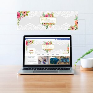 May include: A laptop computer displaying a Facebook page for a business called "Sweet as Honey Knits". The page features a banner image with a floral design and the business name in gold lettering. The page also includes a timeline, about section, friends list, photos, and more.