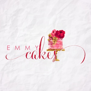 Premade Logo Design-Cake Logo-Watercolor Logo-Bakery Logo-Watermark-Cakes-Logo Design-Hand Drawn-Custom Logo Design-Logo