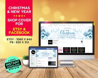CHRISTMAS Banner - NEW YEAR Banner - Etsy & Facebook Shop Cover Banner - Instant Download - 2 Banners