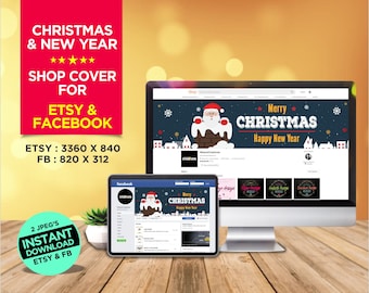 CHRISTMAS Banner - Nuevo anaje banner - Etsy & Facebook Shop Cover Banner - Descarga instantánea - 2 banners