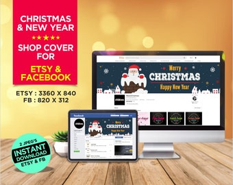 CHRISTMAS Banner - NEW YEAR Banner - Etsy & Facebook Shop Cover Banner - Instant Download - 2 Banners