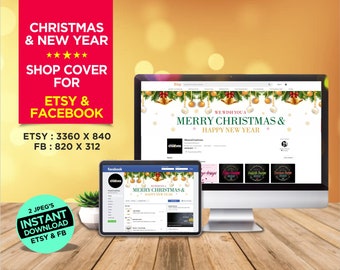 CHRISTMAS Banner - NEW YEAR Banner - Etsy & Facebook Shop Cover Banner - Instant Download - 2 Banners