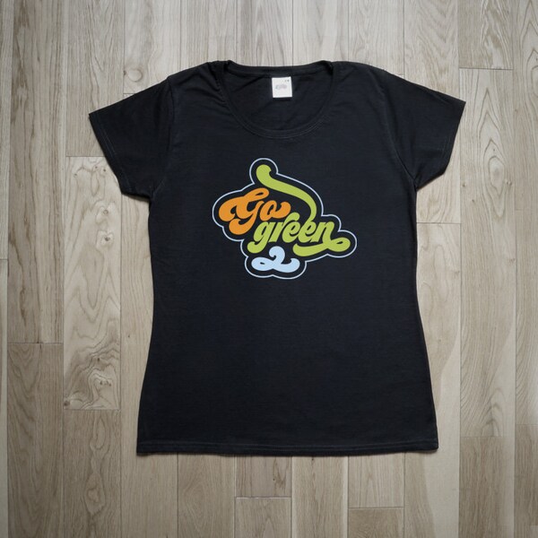 Camiseta GO GREEN Ecología Medio ambiente Vegano Sixties