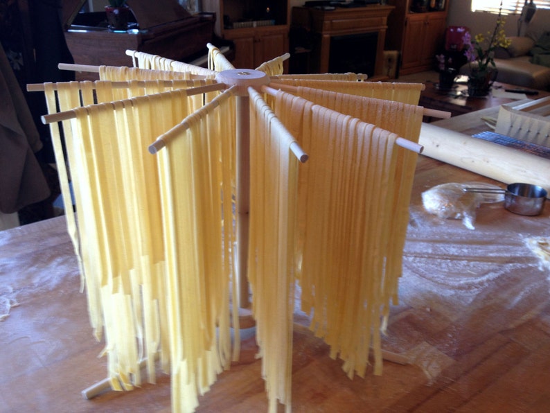 Round Hardwood Pasta Drying Rack  Works with KitchenAid Pasta image 1