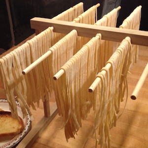 Handmade Hardwood Pasta Drying Rack (Linear): KitchenAid Pasta Roller Compatible