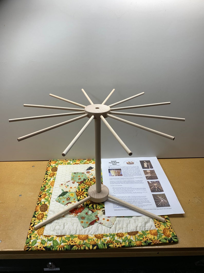 Round Hardwood Pasta Drying Rack  Works with KitchenAid Pasta image 4