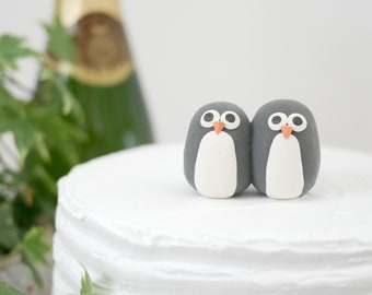 Handmade Penguin Wedding Cake Topper (With or Without Rainbow) - Made To Order - With Eco Friendly, Plastic Free Packaging