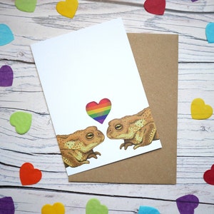 Carte illustrée Pride Toads - Carte de voeux vierge 100 % recyclée inspirée de la faune avec emballage sans plastique - LGBT, Queer, Gay, Lesbienne
