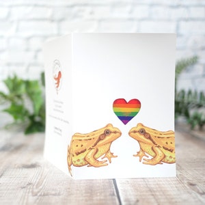 Carte illustrée de grenouilles de la fierté - Carte de voeux 100 % recyclée inspirée de la faune avec emballage sans plastique - LGBT, Queer, Gay, Lesbienne