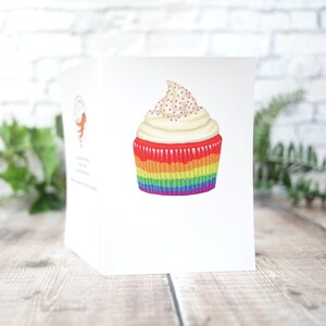 Illustrated Pride Rainbow Cake Card - 100% Recycled Blank Greetings Card with Plastic-Free Packaging - LGBT, Queer, Gay, Lesbian, Birthday