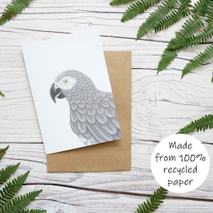 Carte grise africaine illustrée - Carte de voeux inspirée de la faune 100 % recyclée avec emballage sans plastique - Carte de remerciement vierge
