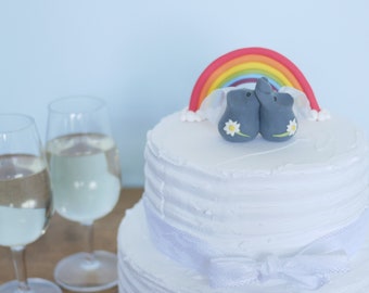 Grey Lesbian Elephant Wedding Cake Topper (With or Without Rainbow)