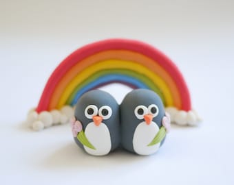Penguin Lesbian Wedding Cake Topper (With or Without Rainbow)
