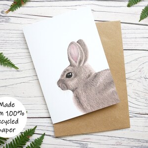 Carte illustrée de lapin - carte de voeux inspirée de la faune 100 % recyclée avec emballage sans plastique - anniversaire, carte de remerciement