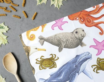 Save-our-Seas Cotton Tea Towel - Illustrated Wildlife Inspired Gift With Eco Friendly, Plastic Free Packaging