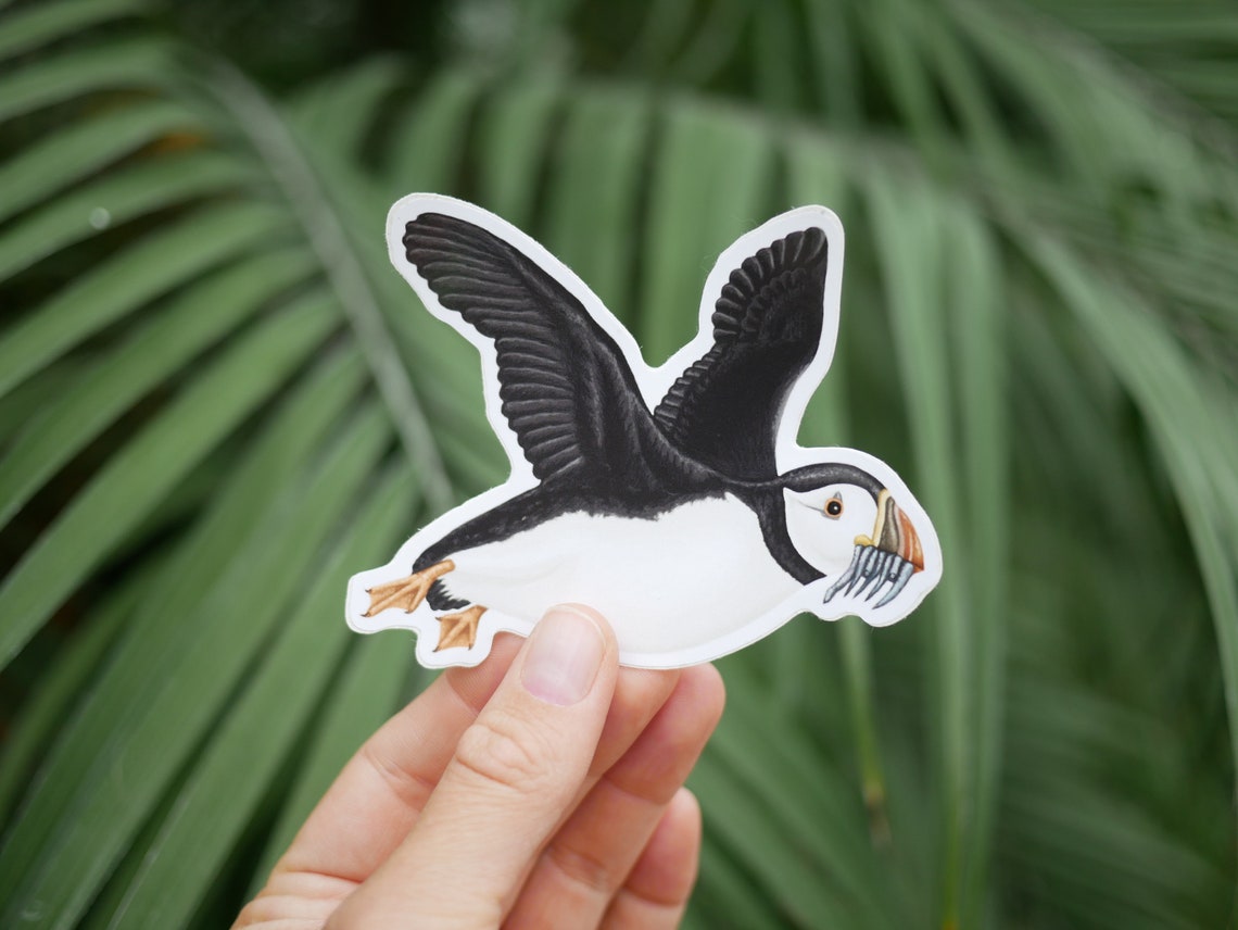 Flying Puffin Vinyl Sticker - Waterproof Animal Wildlife Inspired Gift ...