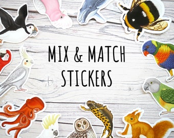 Wildlife Animal Stickers: Waterproof Mix and Match