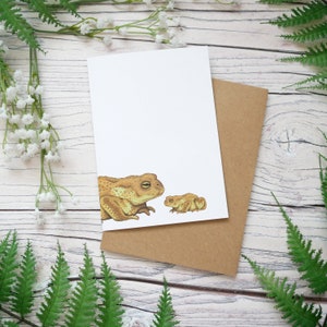 Carte crapaud fête des mères - Carte de voeux illustrée 100 % recyclée inspirée de la faune, emballage sans plastique, vierge, fête des pères, nouveau-néf